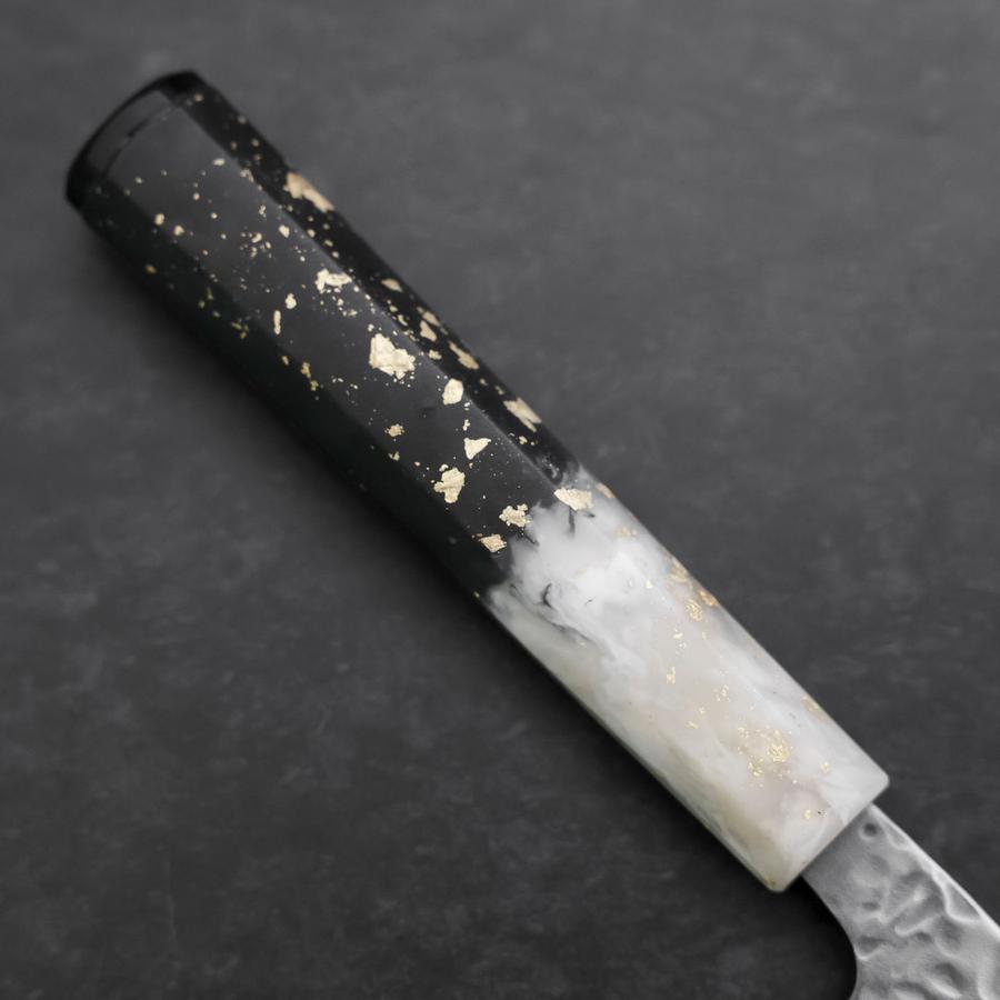 Nakiri AUS-10 Tsuchime Damascus Ocean Black White Gold Handle 165mm