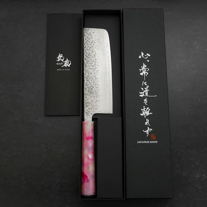 Nakiri AUS-10 Tsuchime Damascus Ocean Sakura Handle 165mm