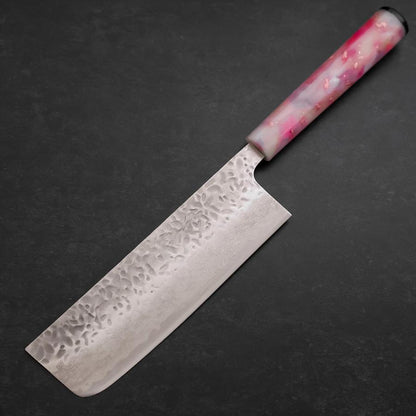 Nakiri AUS-10 Tsuchime Damascus Ocean Sakura Rose Gold Handle 165mm