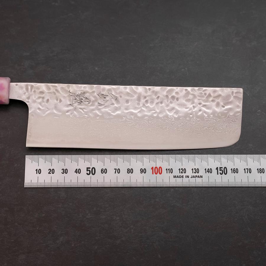 Nakiri AUS-10 Tsuchime Damascus Ocean Sakura Rose Gold Handle 165mm