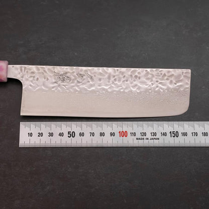 Nakiri AUS-10 Tsuchime Damascus Ocean Sakura Rose Gold Handle 165mm