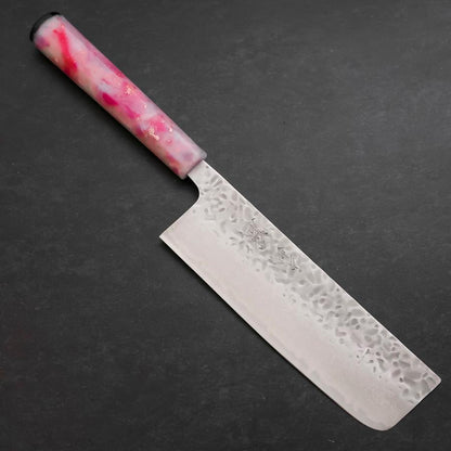 Nakiri AUS-10 Tsuchime Damascus Ocean Sakura Rose Gold Handle 165mm