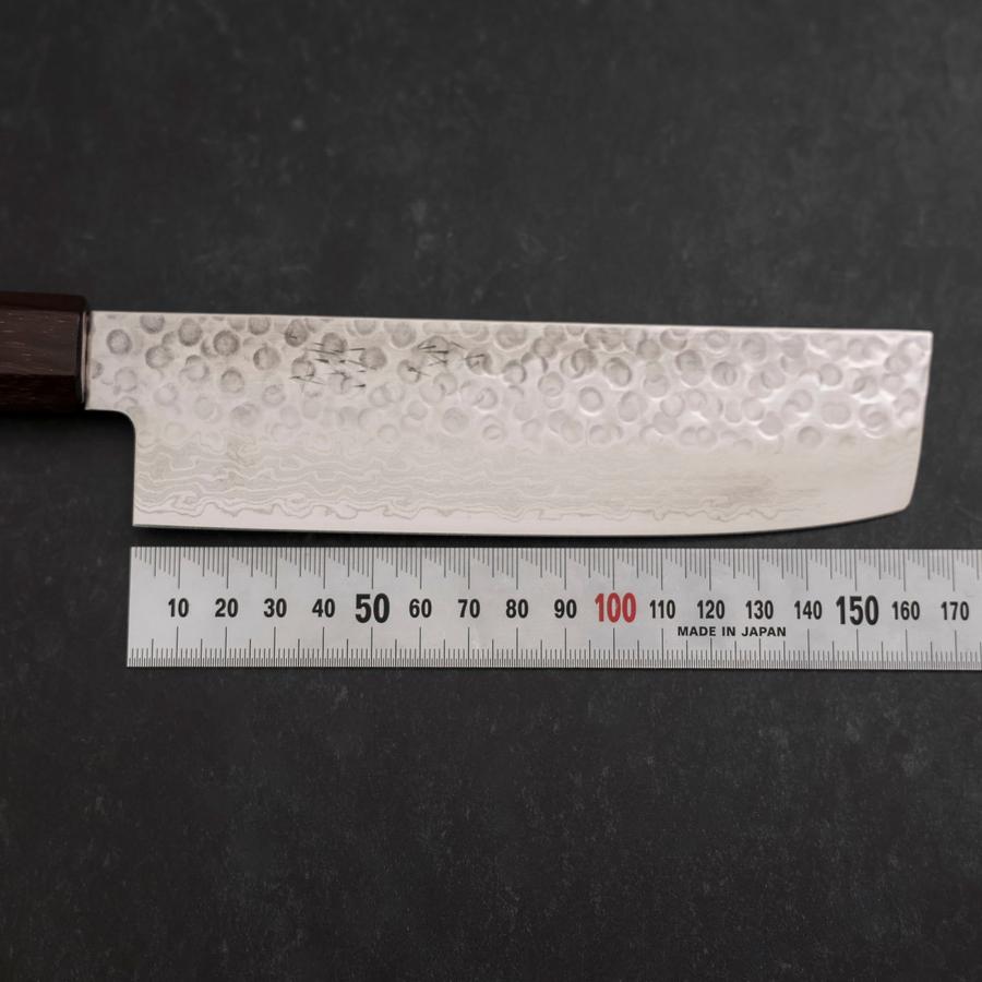 Nakiri AUS-10 Tsuchime Damascus Shitan Walnut Handle 165mm