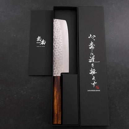 Nakiri AUS-10 Tsuchime Damascus Sumi Urushi Handle 165mm