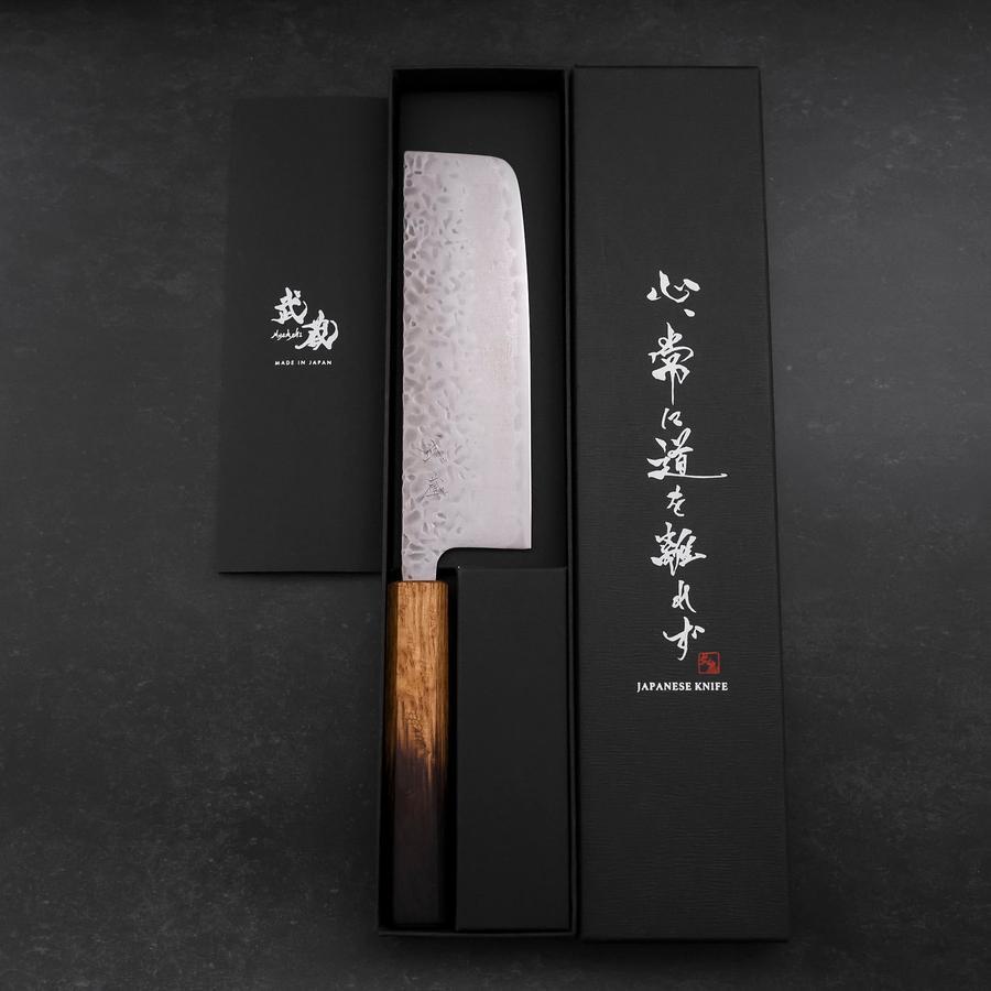 Nakiri AUS-10 Tsuchime Damascus Yaki Urushi Handle 165mm