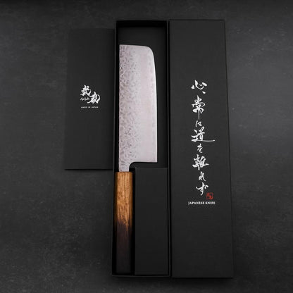 Nakiri AUS-10 Tsuchime Damascus Yaki Urushi Handle 165mm