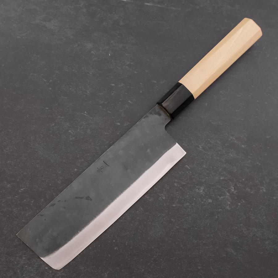 Nakiri Blue Steel #1 Stainless Clad Kurouchi Buffalo Magnolia Handle 165mm