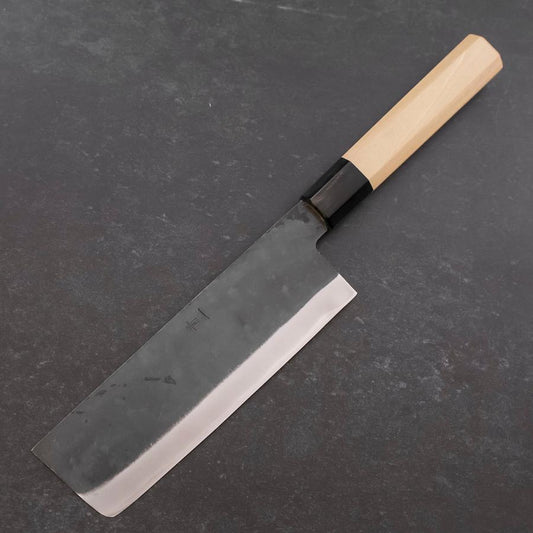 Nakiri Blue Steel #1 Stainless Clad Kurouchi Buffalo Magnolia Handle 165mm