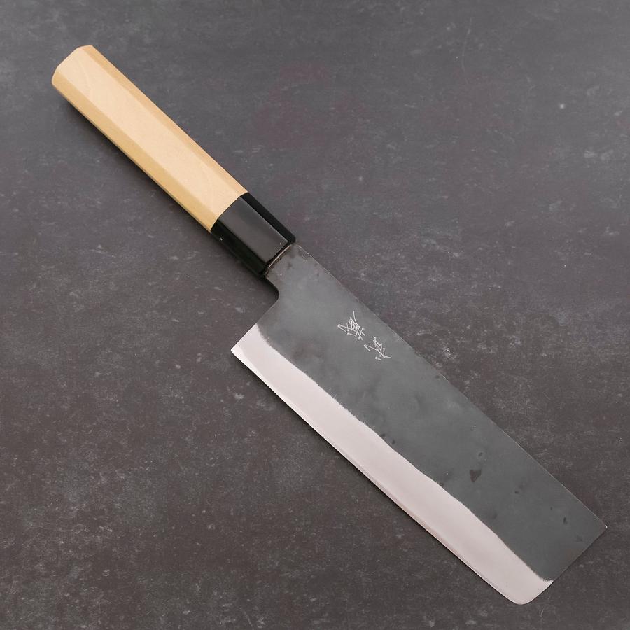 Nakiri Blue Steel #1 Stainless Clad Kurouchi Buffalo Magnolia Handle 165mm