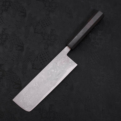 Nakiri Blue Steel #2 Damascus Buffalo Ebony Handle 165mm