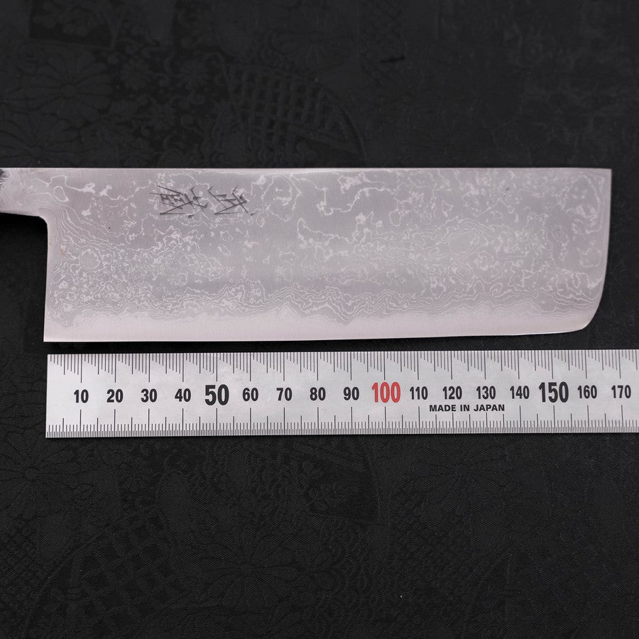 Nakiri Blue Steel #2 Damascus Buffalo Ebony Handle 165mm