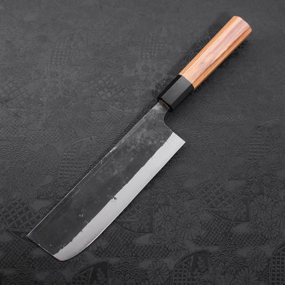 Nakiri Blue Steel #2 Kurouchi Buffalo Teak Handle 165mm