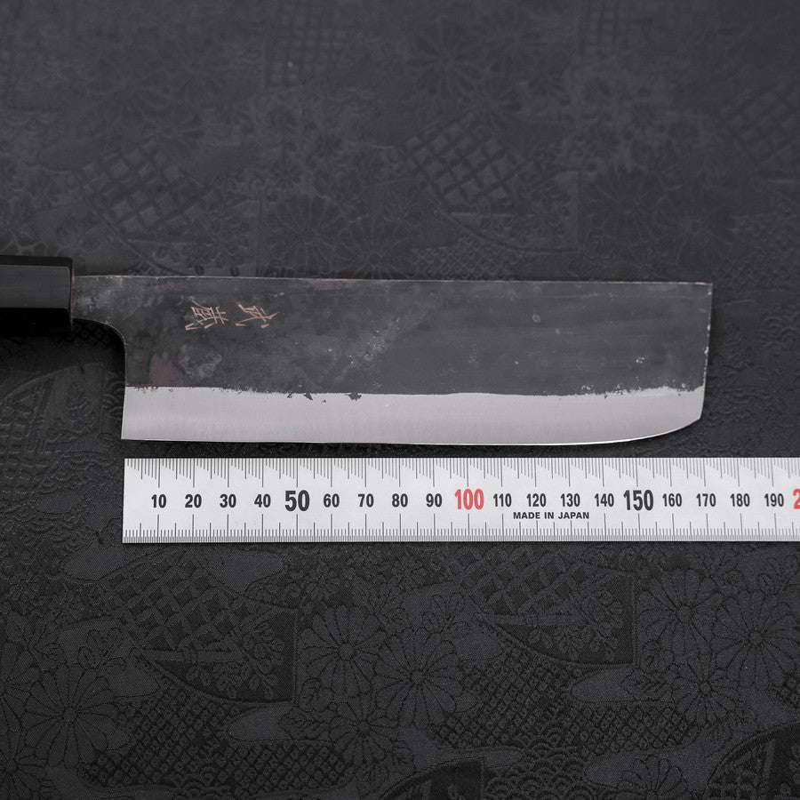 Nakiri Blue Steel #2 Kurouchi Buffalo Teak Handle 165mm