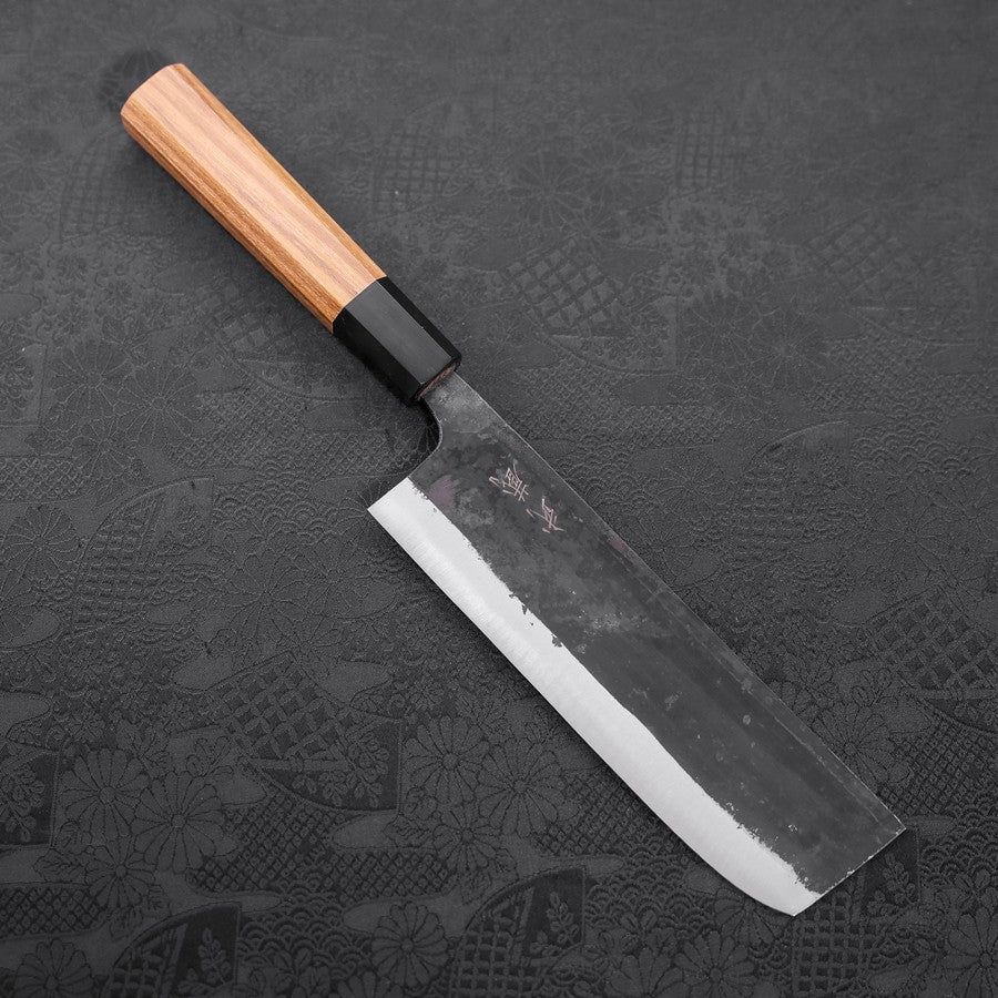 Nakiri Blue Steel #2 Kurouchi Buffalo Teak Handle 165mm