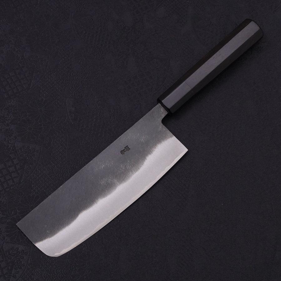 Nakiri Blue Steel #2 Kurouchi Chokin Kappa Fishing Focus Buffalo Ebony Handle 165mm