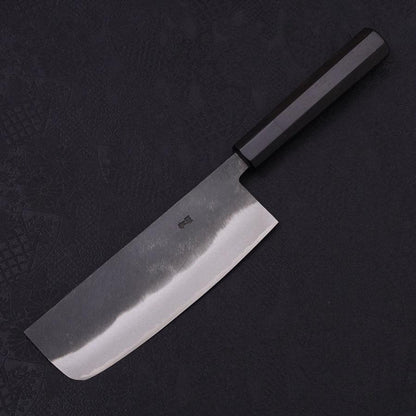 Nakiri Blue Steel #2 Kurouchi Chokin Kappa Fishing Focus Buffalo Ebony Handle 165mm