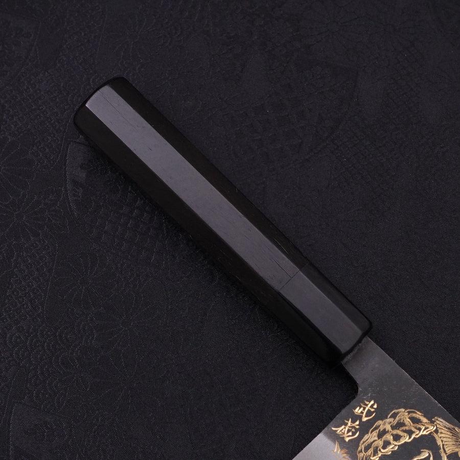 Nakiri Blue Steel #2 Kurouchi Chokin Kappa Fishing Focus Buffalo Ebony Handle 165mm