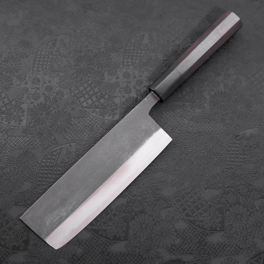 Nakiri Blue Steel #2 Kurouchi Chokin Sakura Five Story Pagoda Buffalo Ebony Handle 165mm
