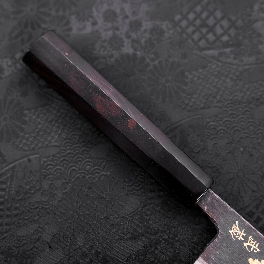 Nakiri Blue Steel #2 Kurouchi Chokin Sakura Five Story Pagoda Buffalo Ebony Handle 165mm