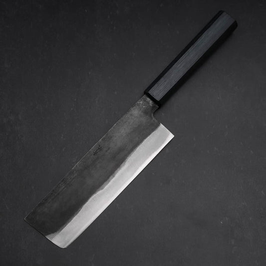 Nakiri Blue Steel #2 Kurouchi Dark Blue Urushi Handle 165mm