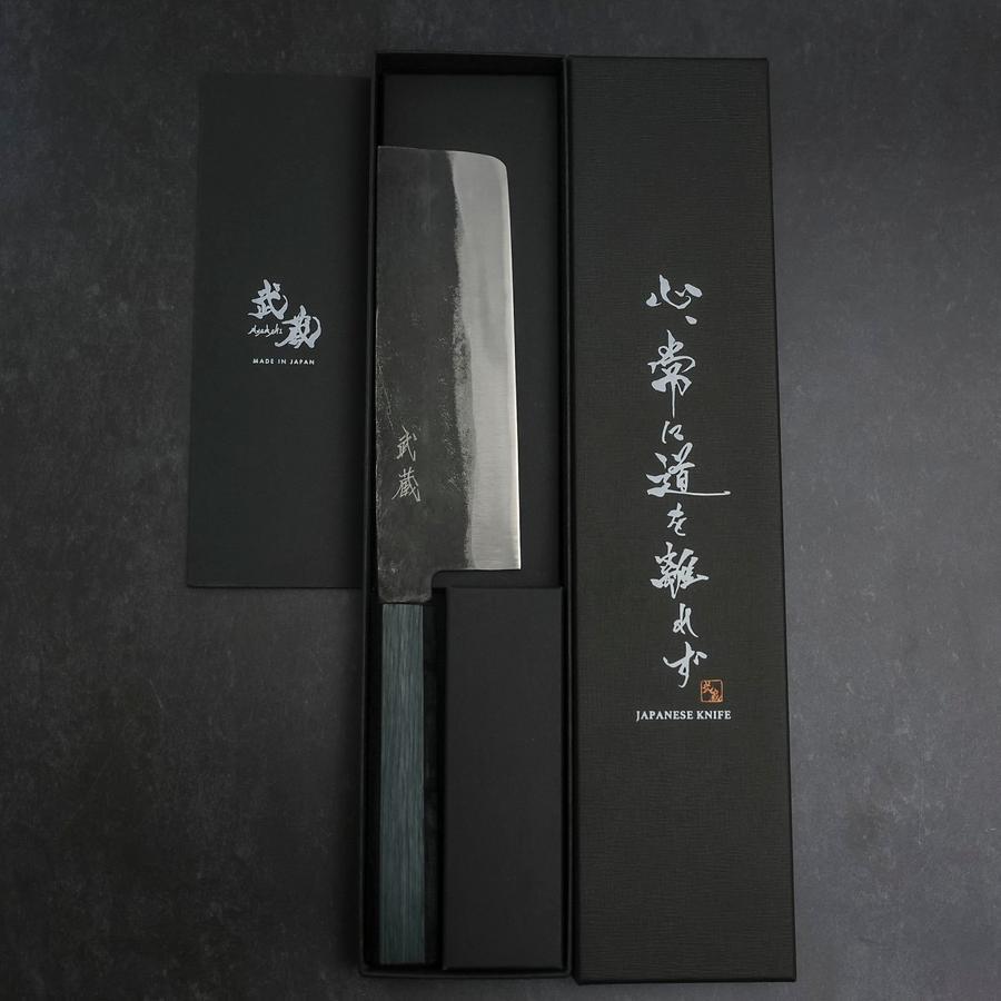 Nakiri Blue Steel #2 Kurouchi Dark Blue Urushi Handle 165mm