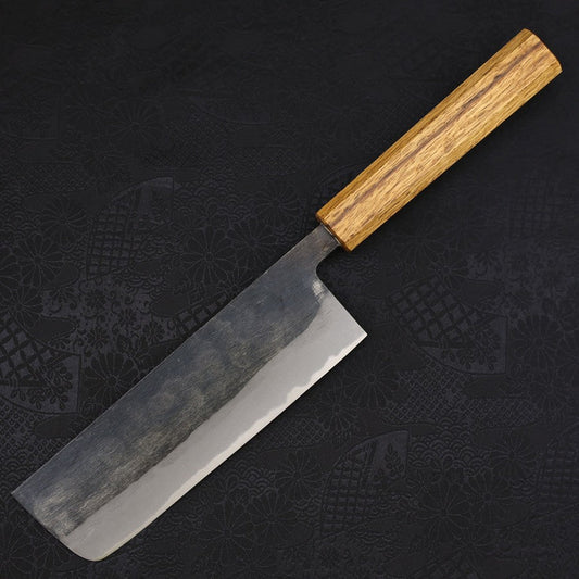 Nakiri Blue Steel #2 Kurouchi Oak Handle 165mm