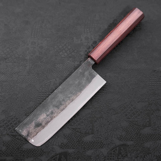 Nakiri Blue Steel #2 Kurouchi Purple Urushi Handle 165mm