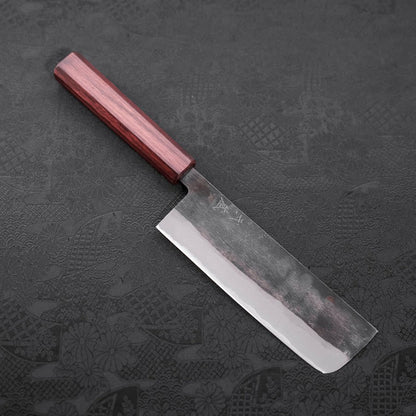 Nakiri Blue Steel #2 Kurouchi Purple Urushi Handle 165mm