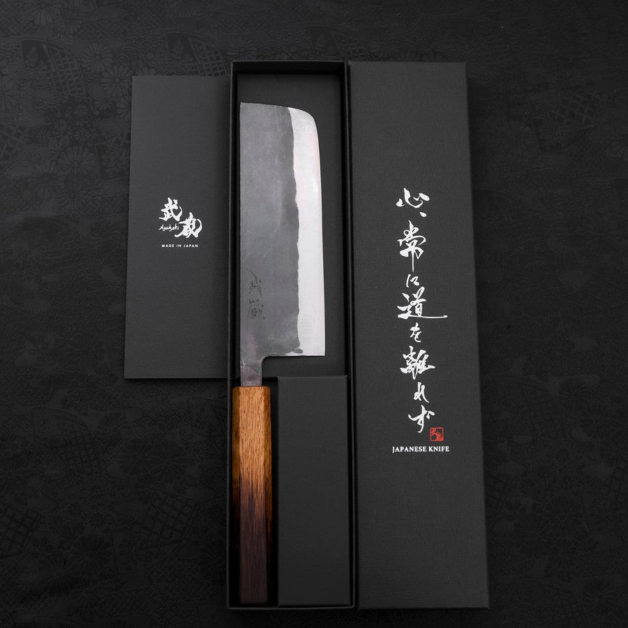Nakiri Blue Steel #2 Kurouchi Yaki Urushi Handle 165mm