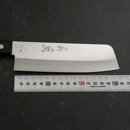 Nakiri Blue Steel #2 Polished Stainless Clad Western Handle 160mm