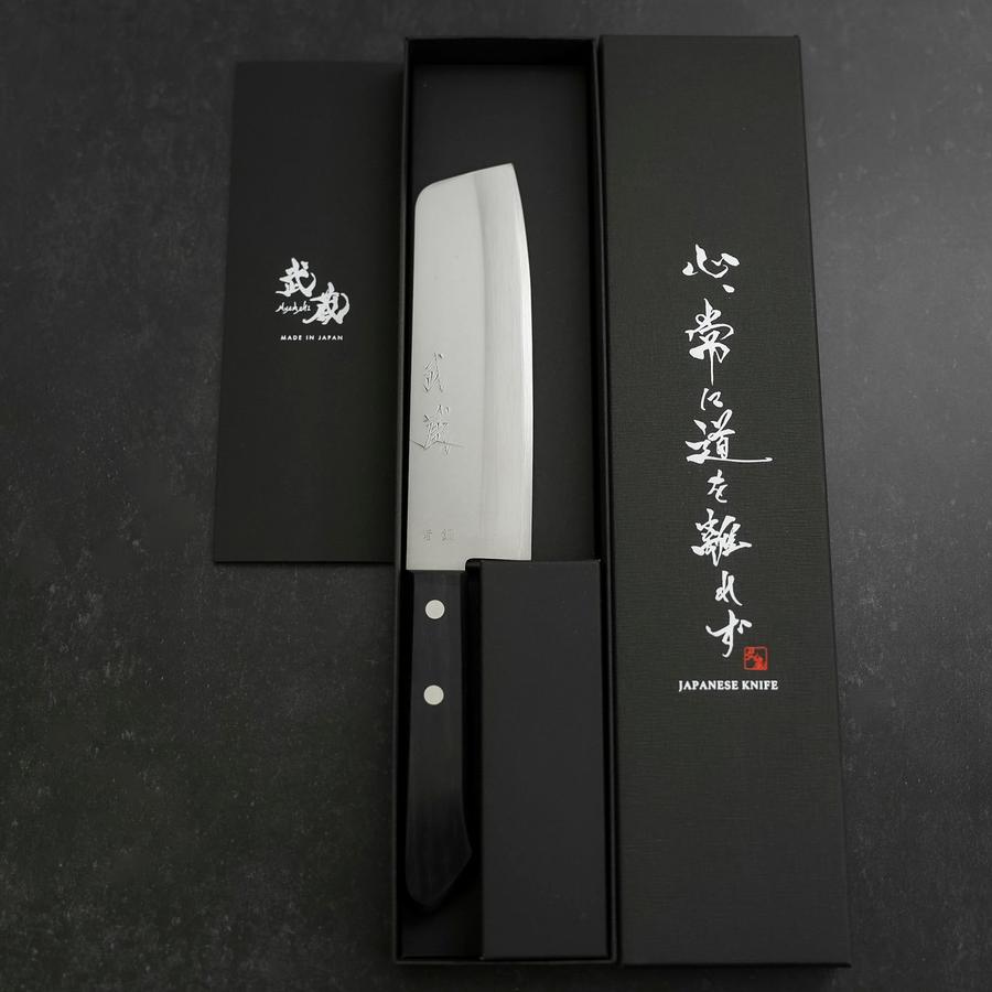 Nakiri Blue Steel #2 Polished Stainless Clad Western Handle 160mm