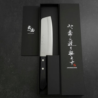 Nakiri Blue Steel #2 Polished Stainless Clad Western Handle 160mm