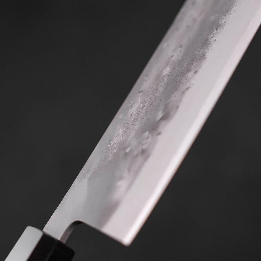 Nakiri Blue Steel #2 Stainless Clad Nashiji Buffalo Teak Handle 165mm