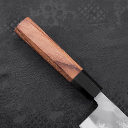 Nakiri Blue Steel #2 Stainless Clad Nashiji Buffalo Teak Handle 165mm
