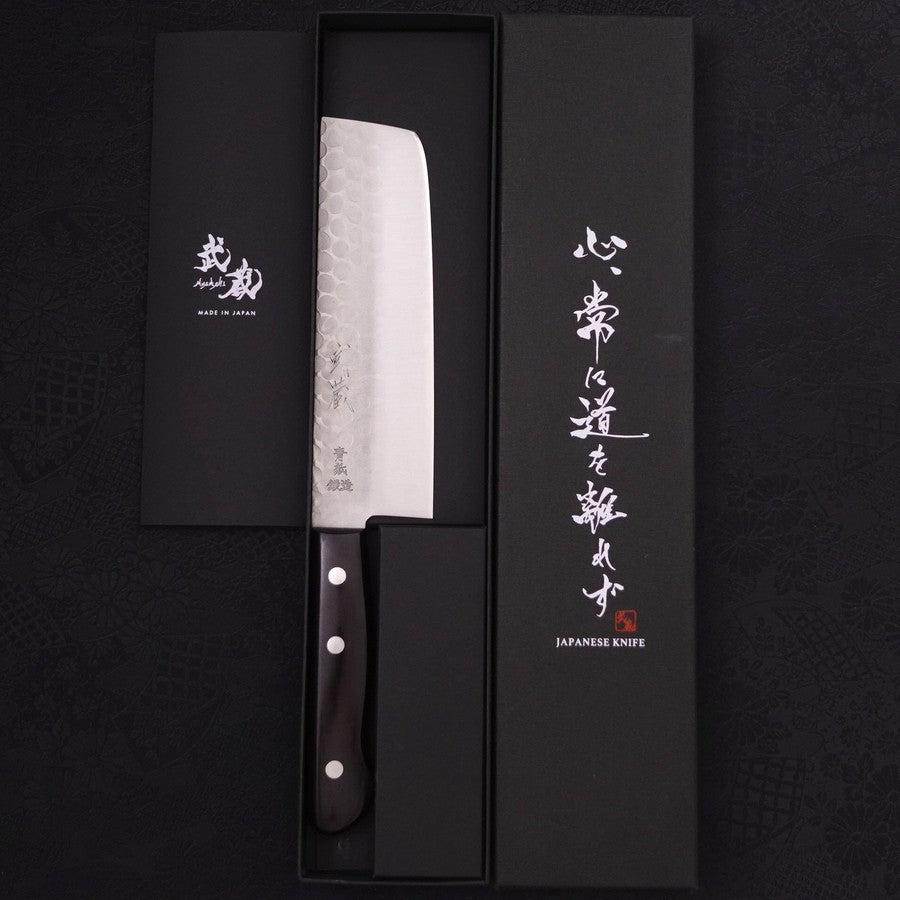 Nakiri Blue Steel #2 Tsuchime Stainless Clad Western Handle 165mm