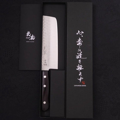 Nakiri Blue Steel #2 Tsuchime Stainless Clad Western Handle 165mm