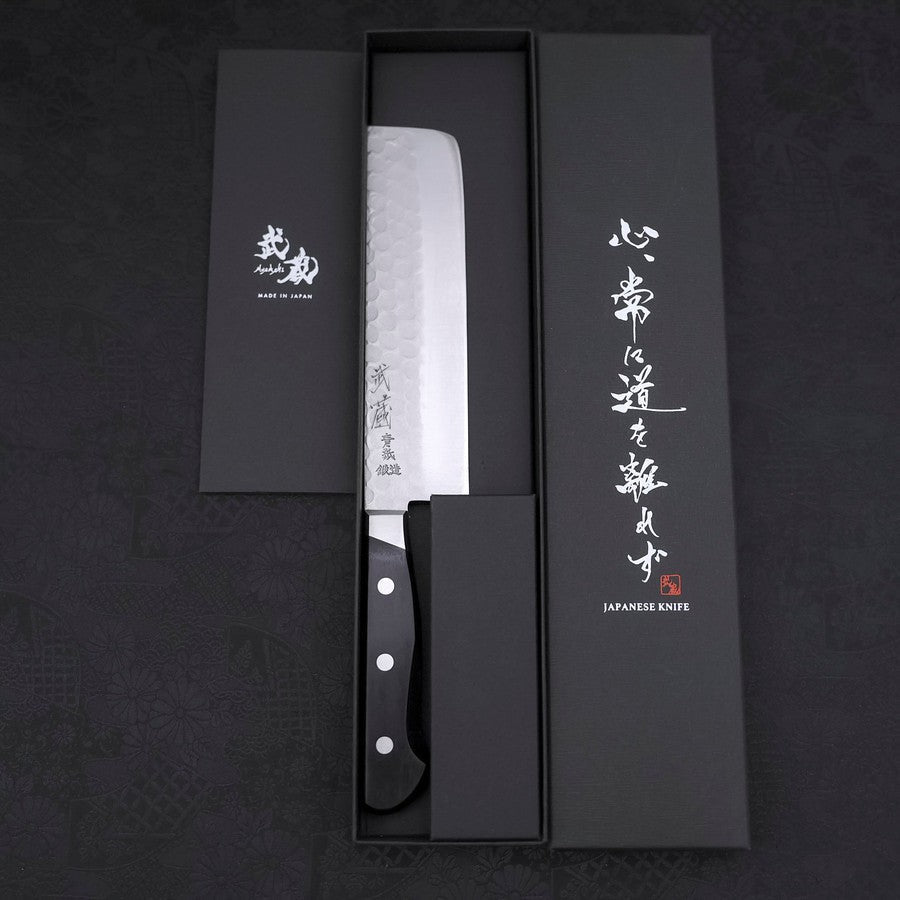 Nakiri Blue Steel #2 Tsuchime Stainless Clad Western Handle 165mm