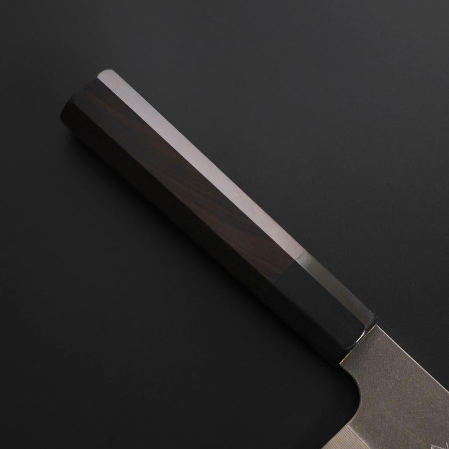 Nakiri Cobalt Stainless HRC62 Kurouchi Damascus  Buffalo Ebony Handle 165mm