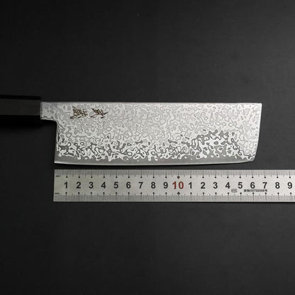Nakiri SLD Black Damascus Ebony Handle 170mm-[Musashi]-[Japanese-Kitchen-Knives]