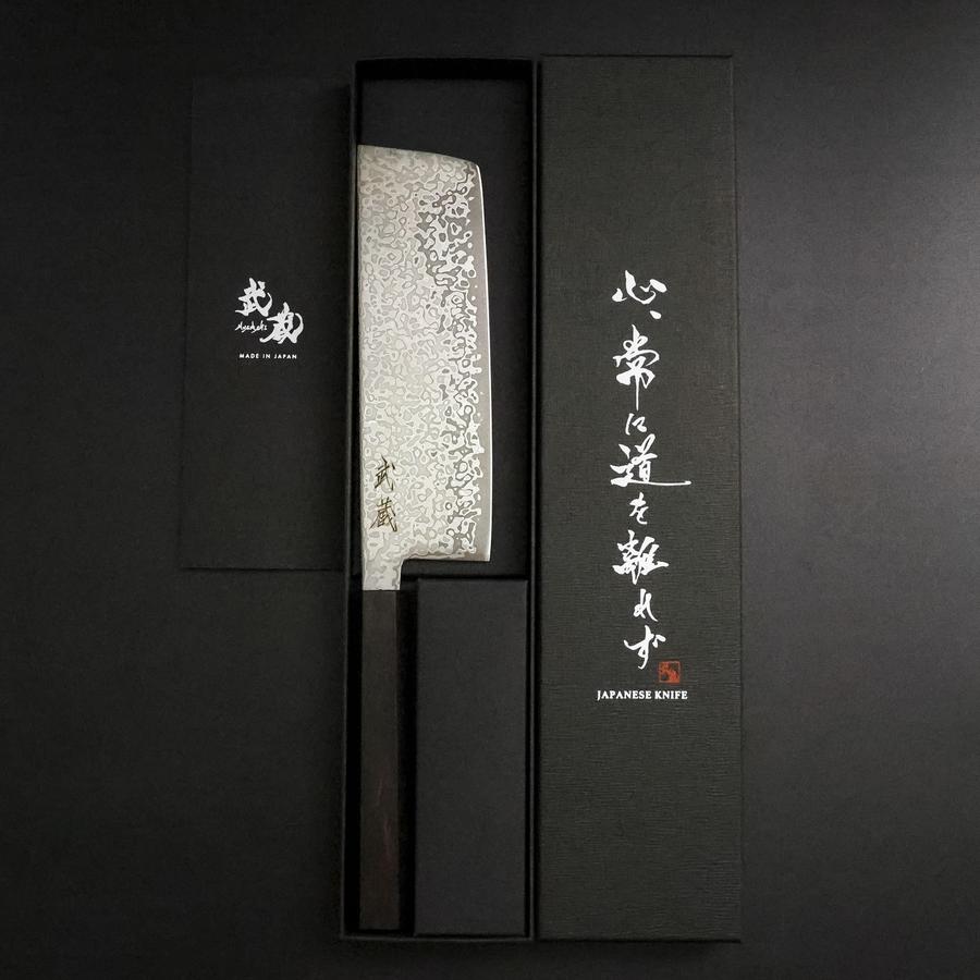 Nakiri SLD Black Damascus Ebony Handle 170mm-[Musashi]-[Japanese-Kitchen-Knives]