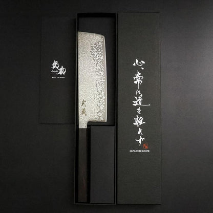 Nakiri SLD Black Damascus Ebony Handle 170mm-[Musashi]-[Japanese-Kitchen-Knives]