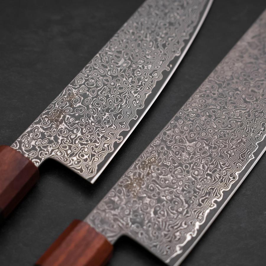 Nakiri & Santoku VG-10 Damascus Shitan Ebony Handle Sakura Set