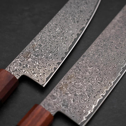 Nakiri & Santoku VG-10 Damascus Shitan Ebony Handle Sakura Set