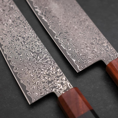 Nakiri & Santoku VG-10 Damascus Shitan Ebony Handle Sakura Set