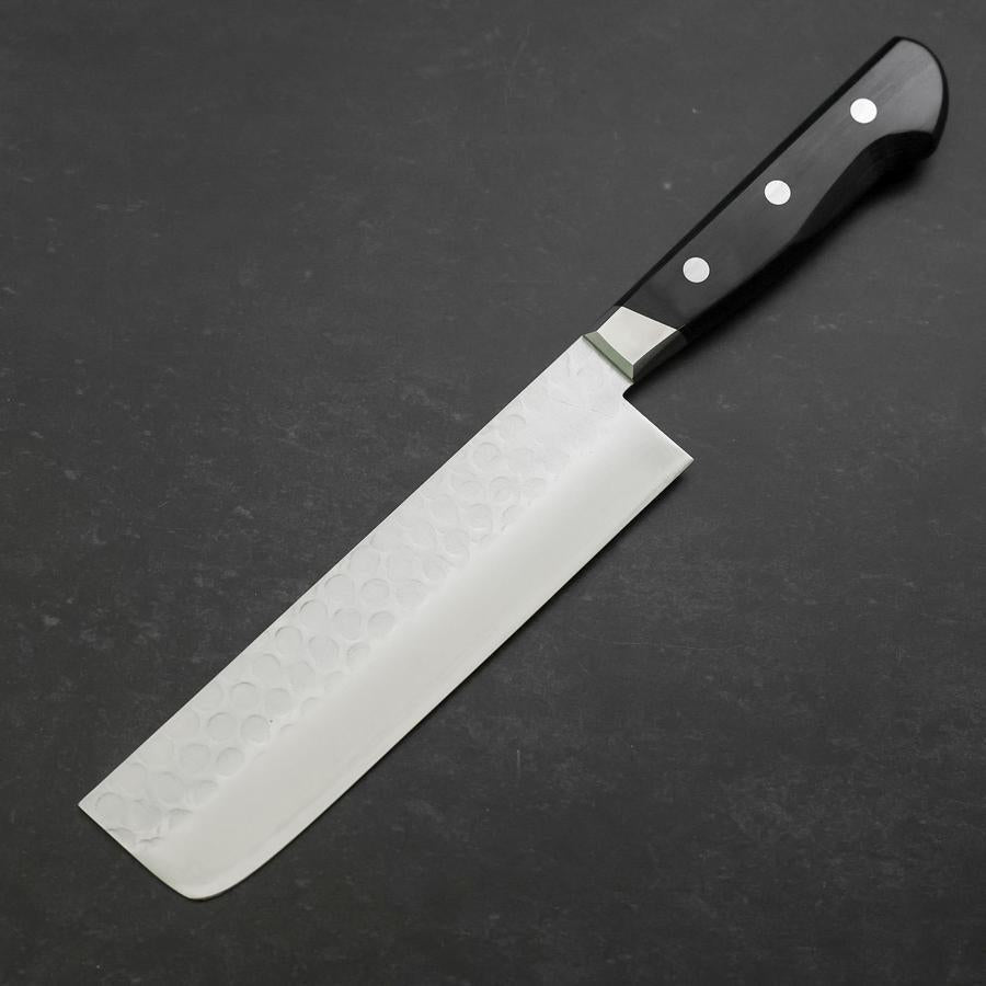 Nakiri Stainless Clad Blue Steel #2 Tsuchime Western Black Handle 170mm
