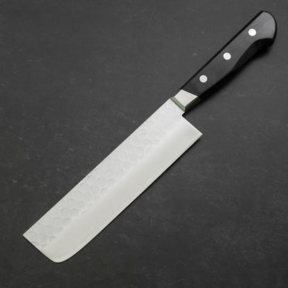 Nakiri Stainless Clad Blue Steel #2 Tsuchime Western Black Handle 170mm