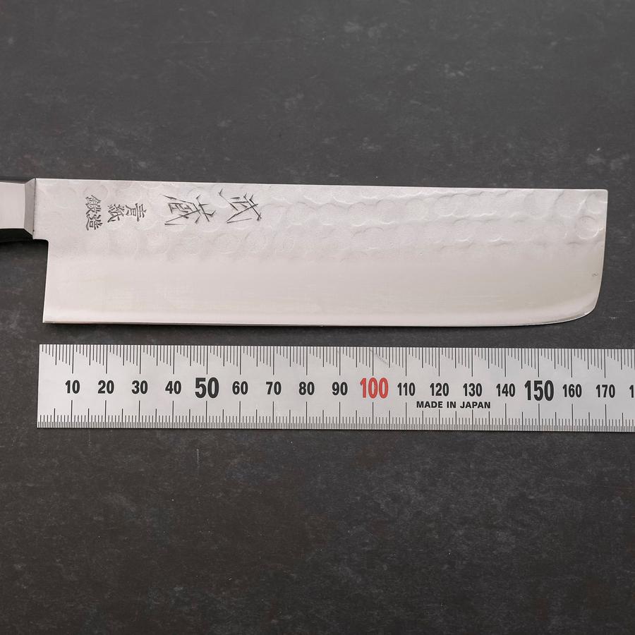 Nakiri Stainless Clad Blue Steel #2 Tsuchime Western Black Handle 170mm