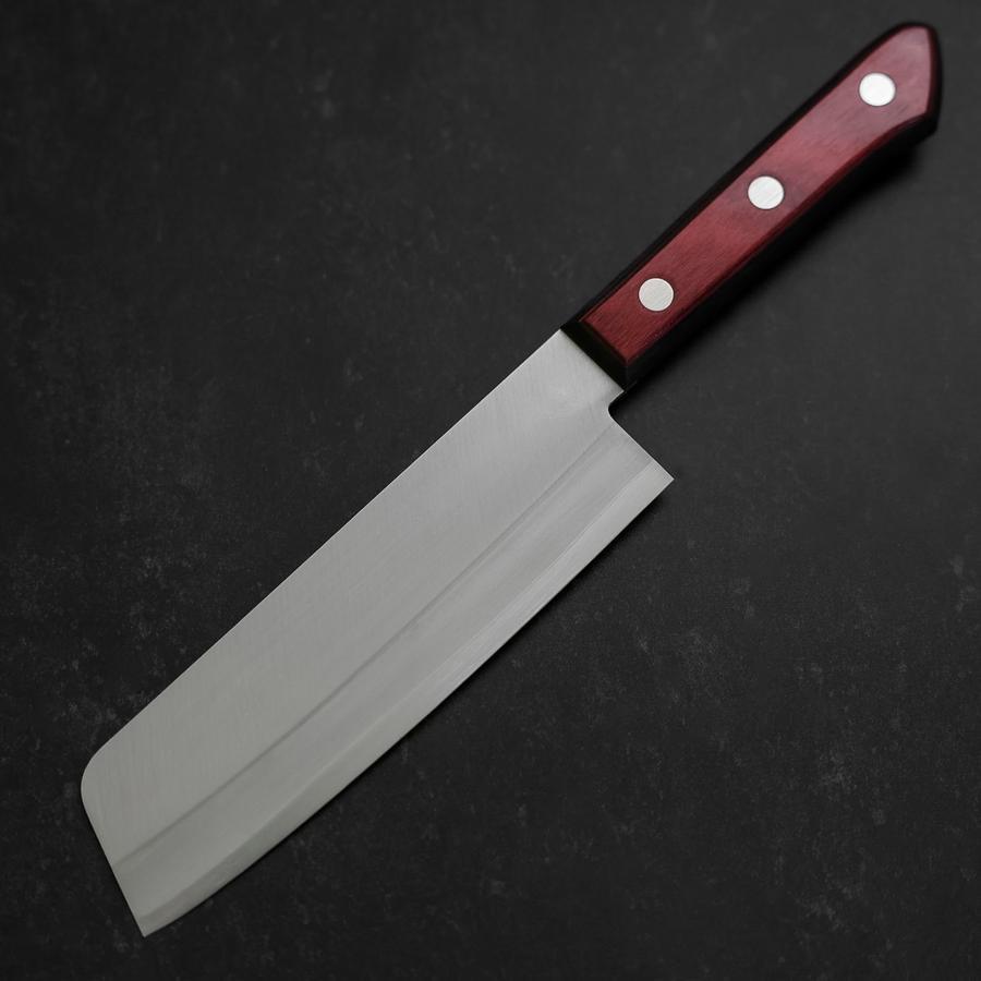 Nakiri Stainless Clad Blue Super Polished Western Black Red Handle 160mm