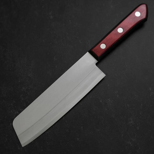 Nakiri Stainless Clad Blue Super Polished Western Black Red Handle 160mm