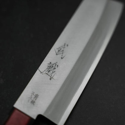 Nakiri Stainless Clad Blue Super Polished Western Black Red Handle 160mm